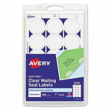 AVERY DENNISON Avery, PRINTABLE MAILING SEALS, 1in DIA., CLEAR, 5248, 32PK 05248